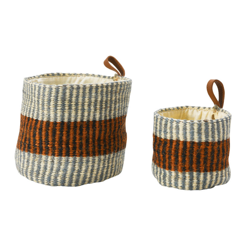 Ensemble de 2 paniers en jute 2 pièces, Brun / gris