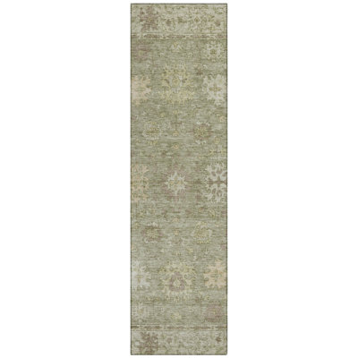 Machine Washable Indoor/Outdoor Xhevrie Sage Rug