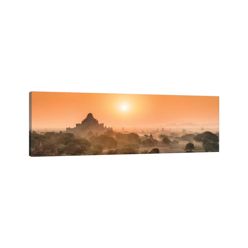 Dhammayangyi Temple at Sunrise, Bagan, Myanmar 1 Piece Wrapped Canvas Panoramic Wall Art, 182.88 cm H x 60.96 cm W