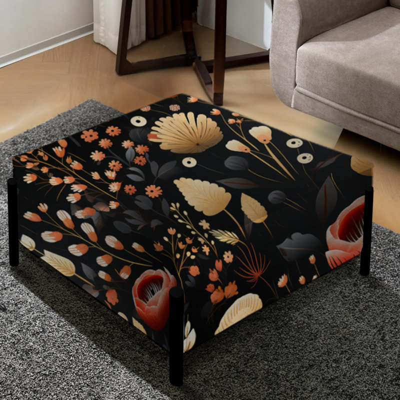 Motif floral Bohemian Bliss - Grand repose-pieds carré floral