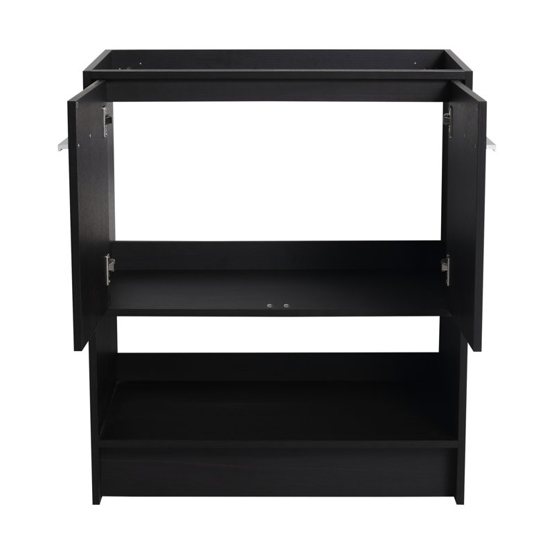 Armoire de salle de bain autoportante avec 2 portes, Chêne foncé