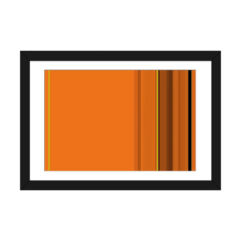 Citrouille rayée, impression sur toile en orange, H 16 po x l 24 po x P 1 po, Papier d'art encadré noir, Blanc