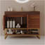 Meuble-lavabo moderne 36 po avec lavabo en céramique sans couture et armoire autoportante dorée-1304266624