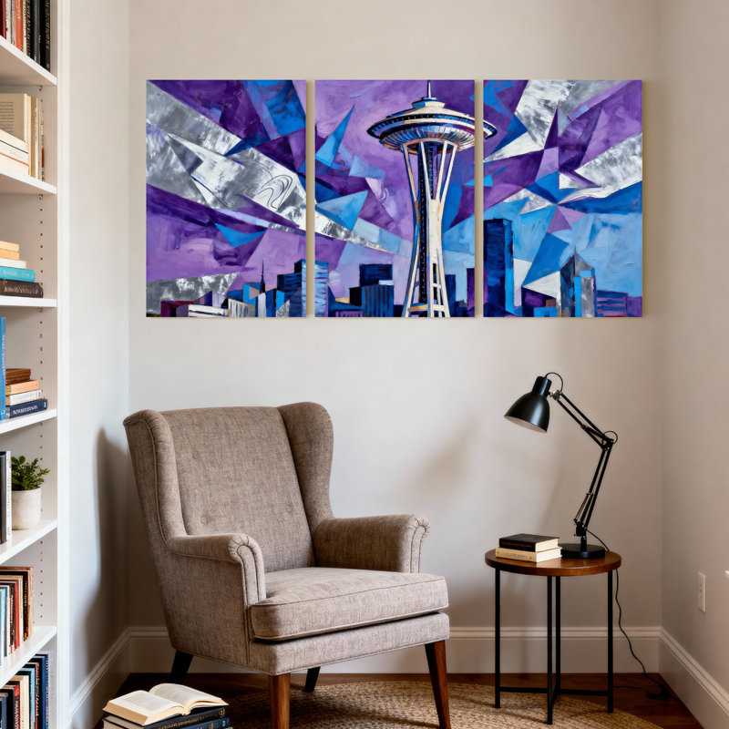 Ensemble de 3 reproductions d'art mural sur toile avec villes et pays, H 18 po x l 36 po