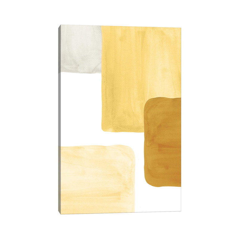 Mustard Colour Blocks by Whales Way - Painting on Canvas, 30.48cm H x 20.32cm W x 1.91cm D, Wrapped Canvas