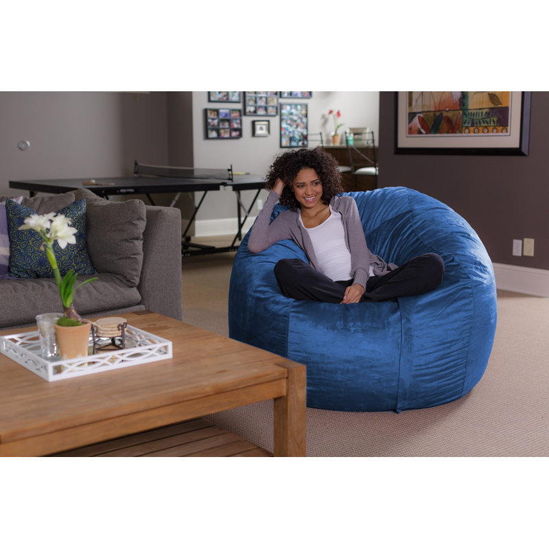 Fauteuil à billes - fauteuil repose-pieds rond rembourré de mousse déchiquetée - Fauteuil à billes rembourré de mousse à mémoire de forme ultra douce avec housse en microsuède - Mobilier et accessoires rembourrés de mousse pour chambre de résid