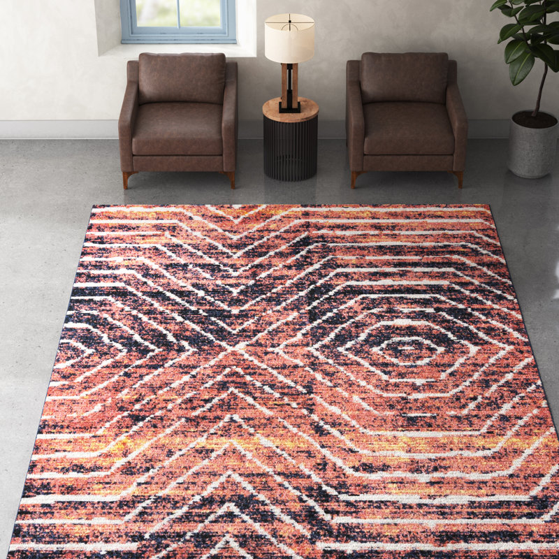 Tapis géométrique tissé à la machine Jacynthia Quimby, Rectangle 7 pi 10 po x 10 pi