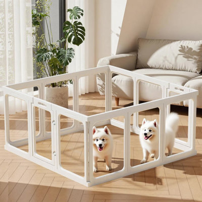 Dog Playpen Clear Acrylic Sturdy Pet Pen for Puppy/Small Dog/Rabbit/Pig,Transparent Dog Fence Indoor,50 x 30.4 Inch, 24" H 10 Planes