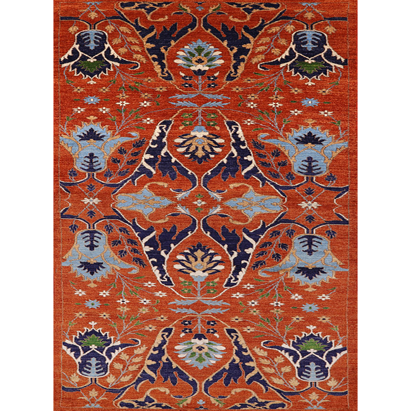 Tapis floral rouge / bleu / brun, Rectangle 6 pi x 9 pi
