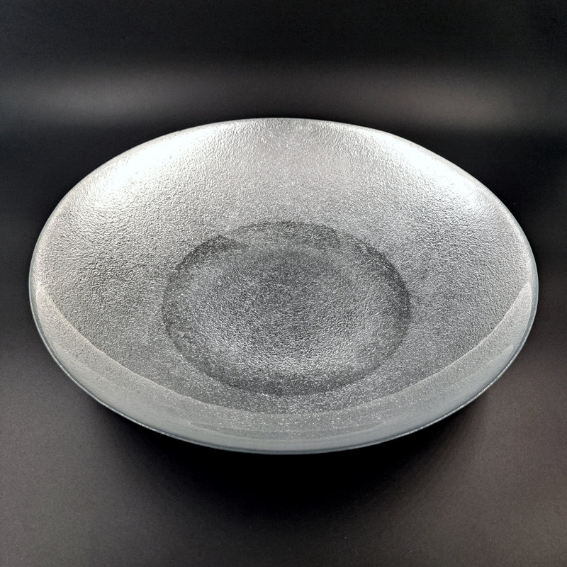 Assiette décorative en verre argentée, H 3 po x l 13 po x P 13 po