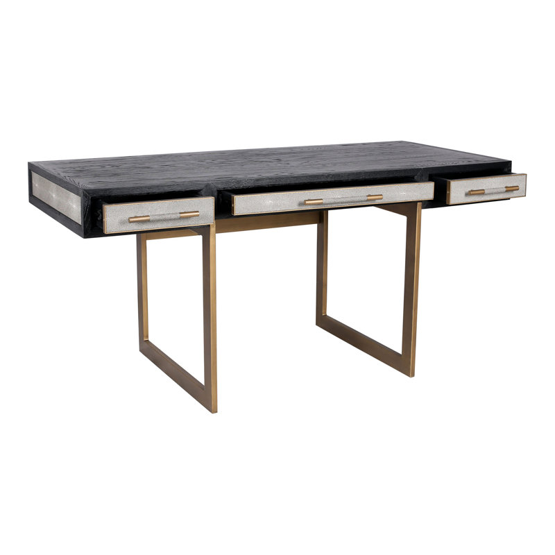 Desk, Shagreen Patterned Polyurethane with Solid Frame
