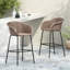 Tabouret de bar d'extérieur en métal et osier brun clair Ladd, ensemble de 2-1358339143
