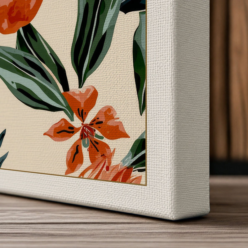 Scattered Blooms Botanical - Wrapped Canvas, 30x20 - 76.2 x 50.8 cm, Cream Border