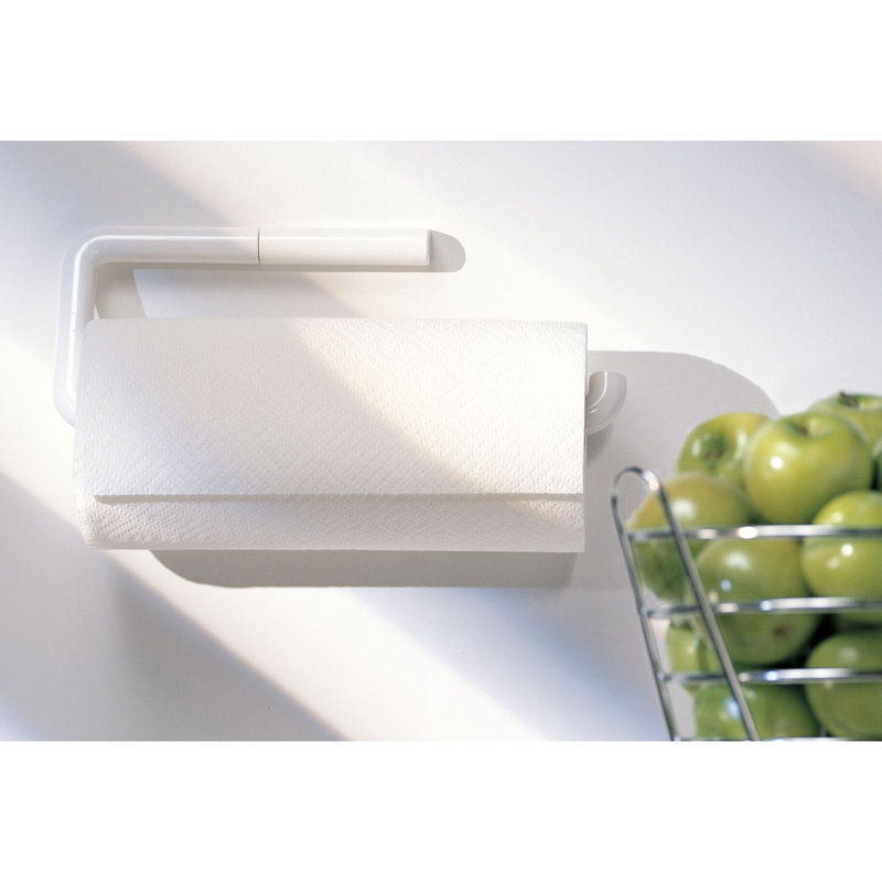 White Plastic Wall-Mounted Paper Towel Holder, 13" x 5"