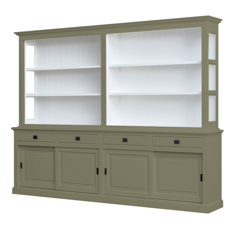 Bush 300 cm W Display Cabinet, Green/Grey