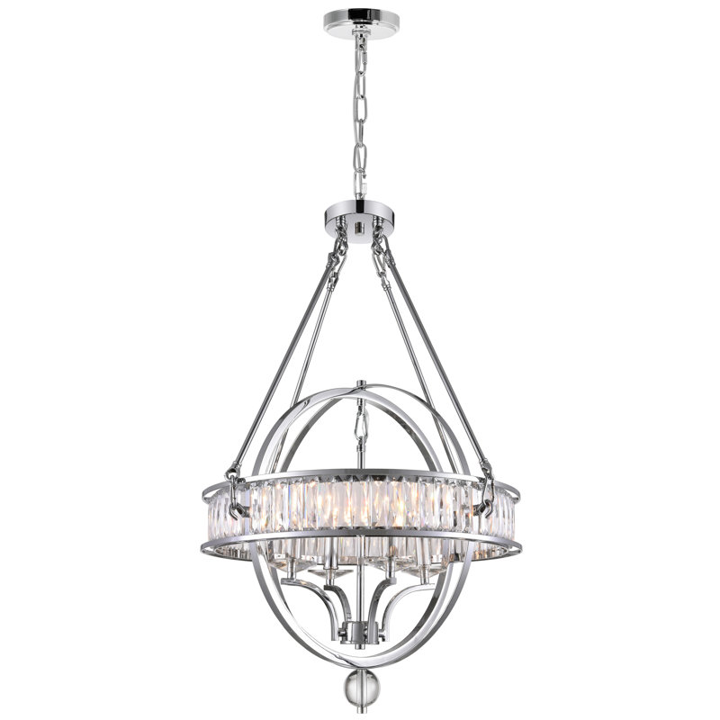 Lustre moderne 20 po en chrome pour salle à manger, salon, vestibule - compatible avec 4 lumières DEL avec culot E12