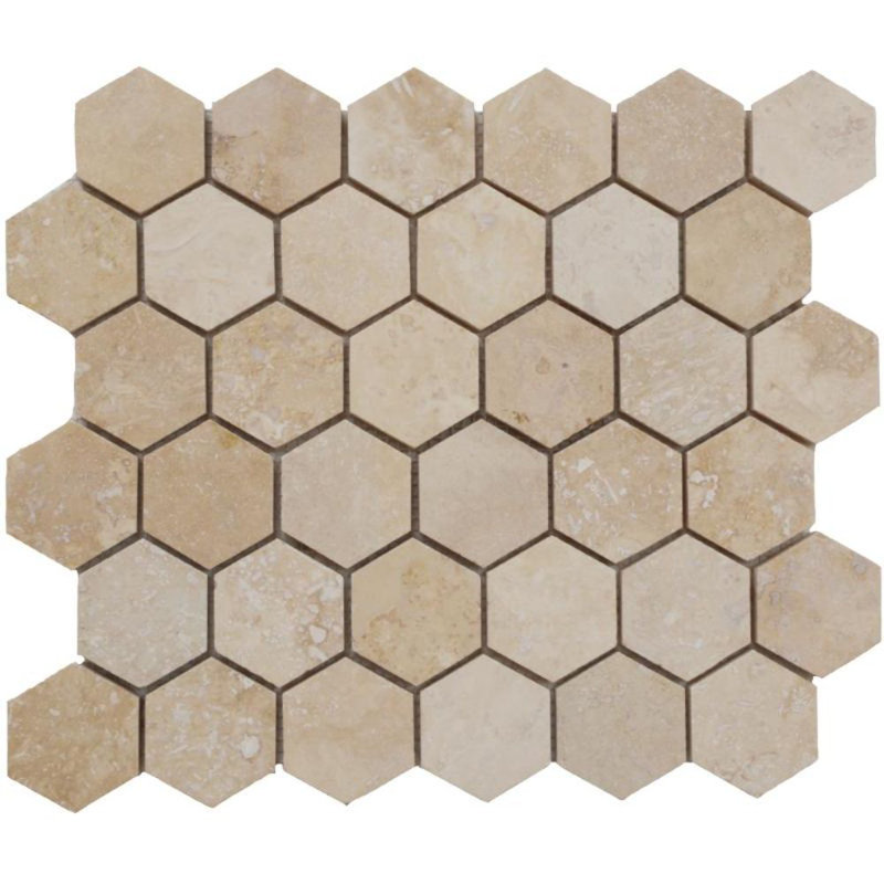 2" x 2" Travertine Honeycomb Mosaic Wall & Floor Tile