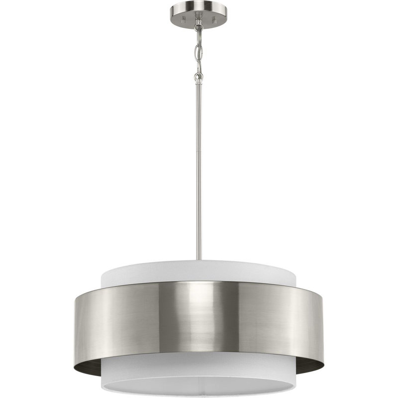 Myrteza 3 - Light Drum Pendant, Brushed Nickel, 12.62" H x 22" W x 22" D