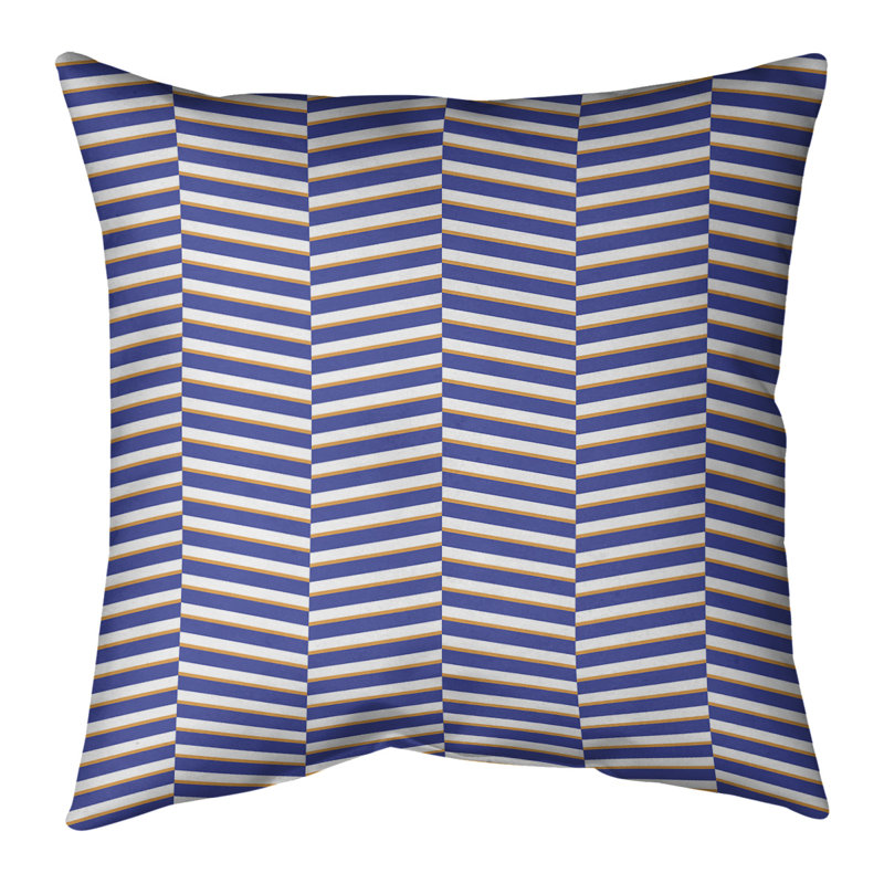Coussin Fractured Stripes, H 18 po x l 18 po, Duvet synthétique, Petit bleu; orange