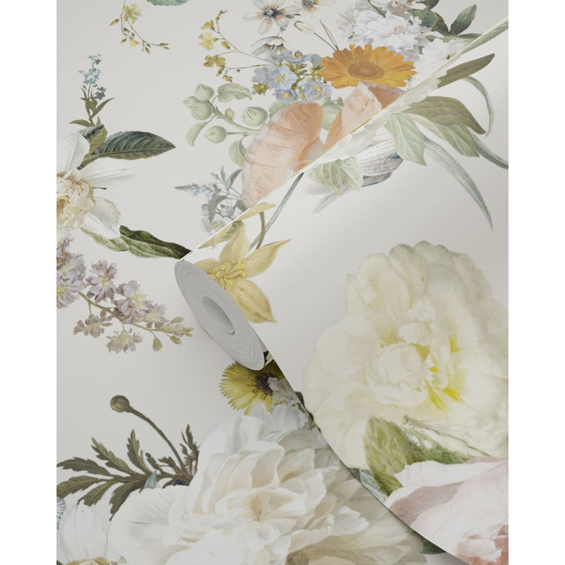 Double rouleau floral Taniusa, Crème
