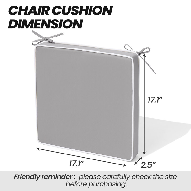 Coussin de chaise d'extérieur, Gris, L 17,1 po x P 17,1 po