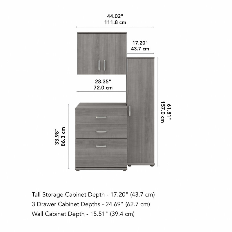Ensemble de rangement pour buanderie 3 pièces, Gris platine