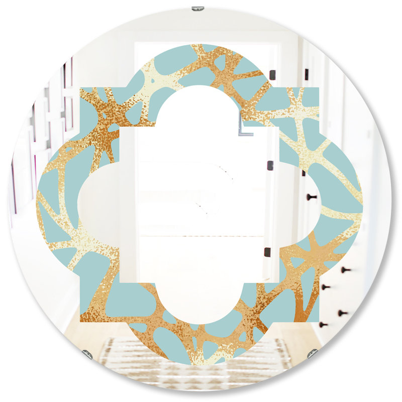 Miroir mural Glam, 23,6 po x 23,6 po , Motif géométrique de luxe quadrilobe IV