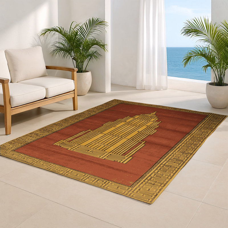 ArtDeco Brown Indoor and Outdoor Area Rug, Rectangle 4' x 6'