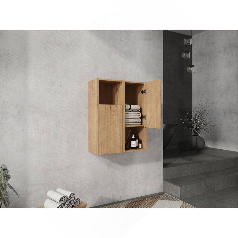 Modern Floating Side Cabinet with Spacious Storage for Bathroom, Bedroom, and Study, Timeless Design and Soft Doors.