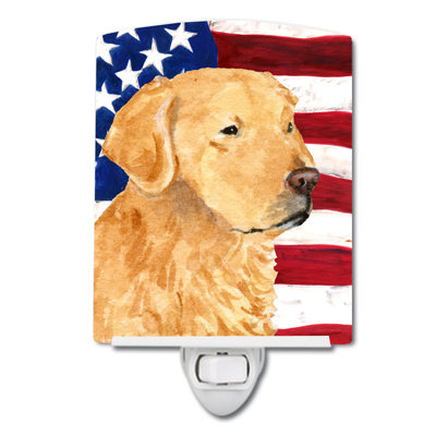 USA American Flag with Fox Terrier Ceramic Night Light