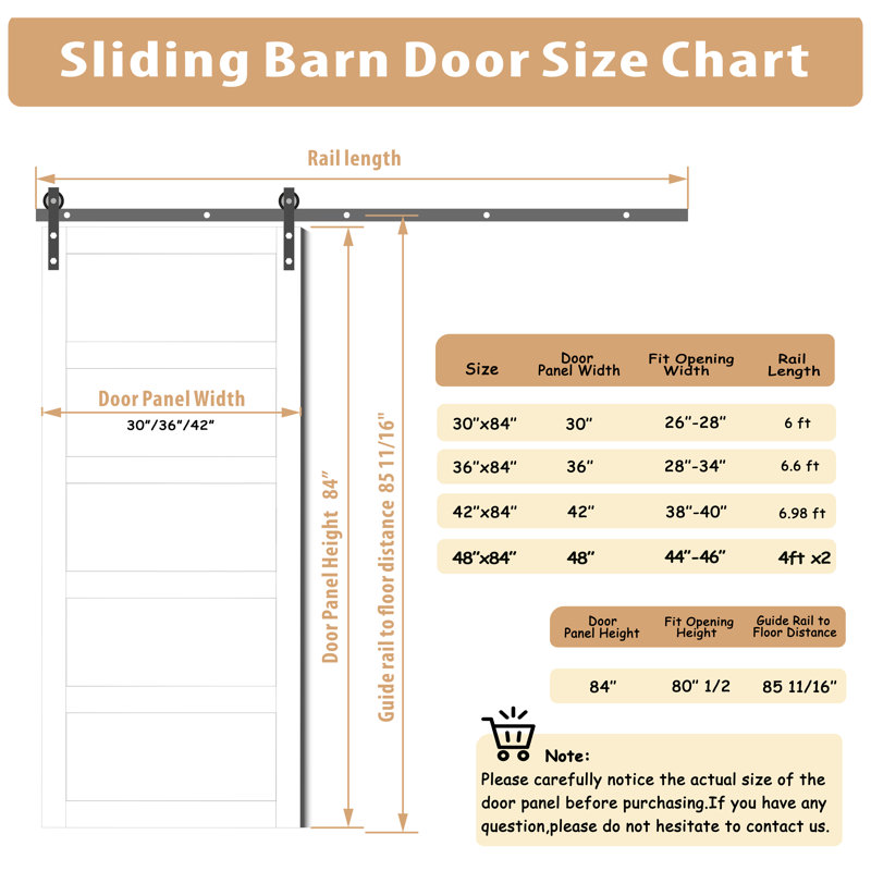 Sliding Barn Door With Four Levels Shelfs With Hardware Kit Included, 1, 48" x 84"