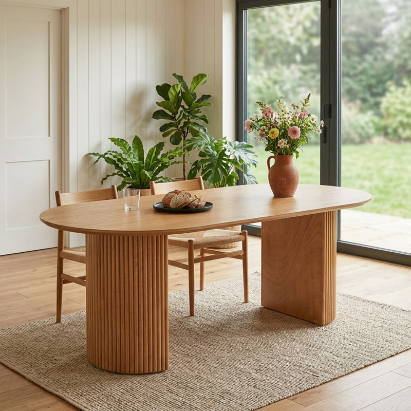  79" Oval Dining Table, Brown