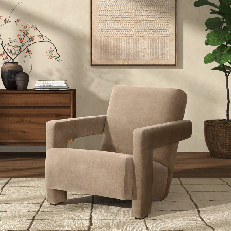  Fauteuil d'appoint moderne Olsen, Velours brun clair