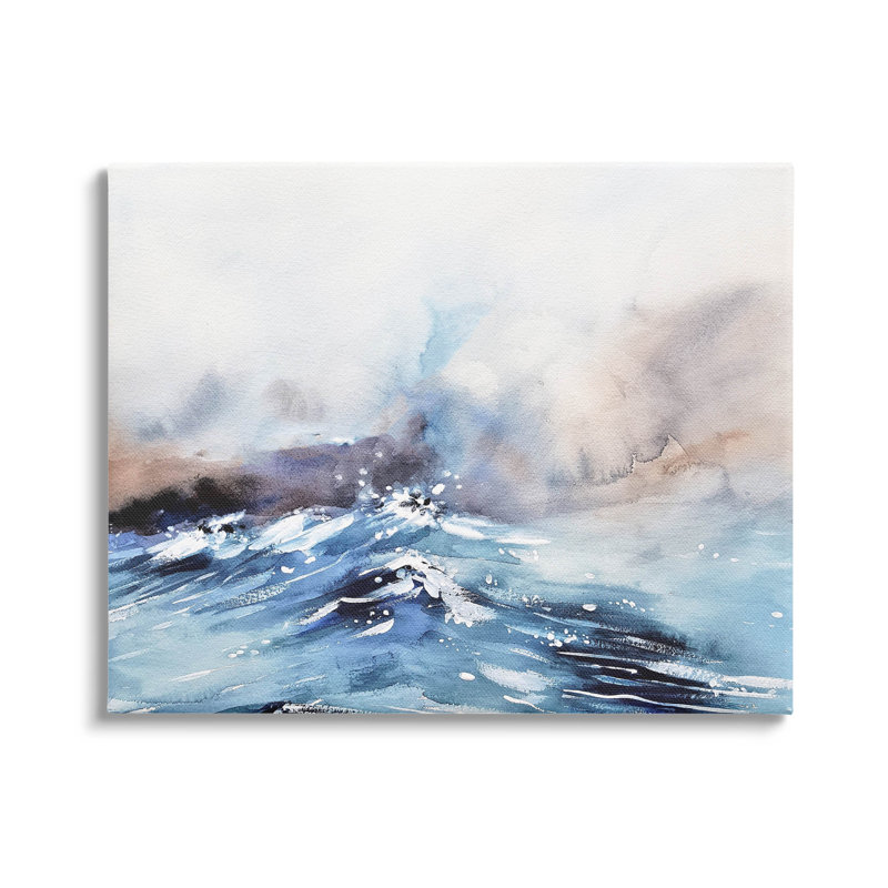 Toile abstraite, "Ocean Crashing Ocean Waves" par Lil 'Rue, H 24 po x l 30 po x P 1,5 po