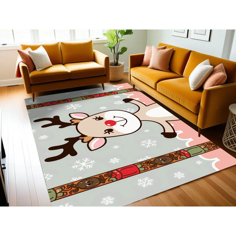 Tapis de vacances d'hiver de Noël lavable The Holiday Aisle®, Rectangulaire 2 pi x 3 pi