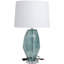 Lampe de table angulaire en verre abstrait bleu sarcelle avec base argentée