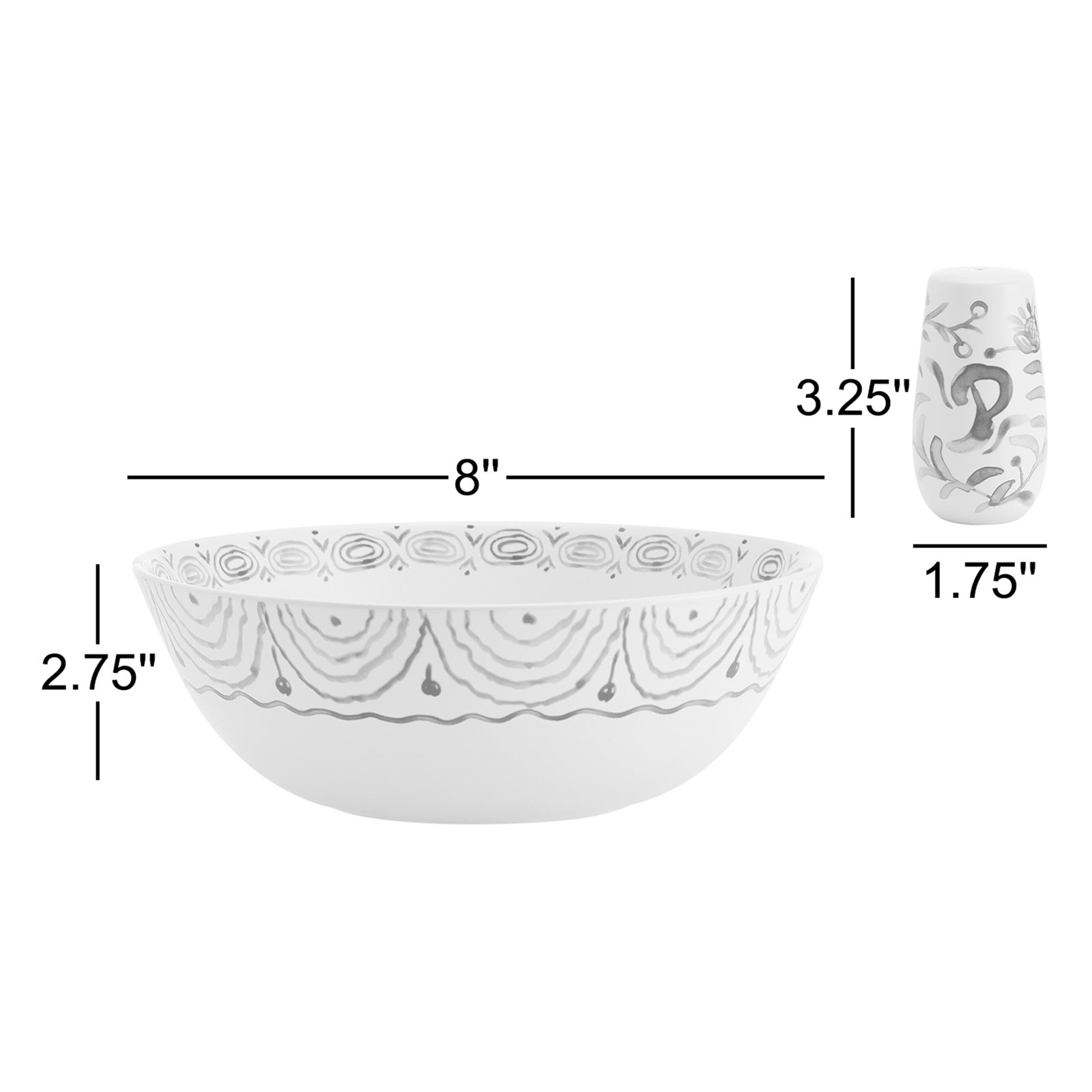 Fitz And Floyd Sicily Blue Serve Bowls And Salt And Pepper Set
