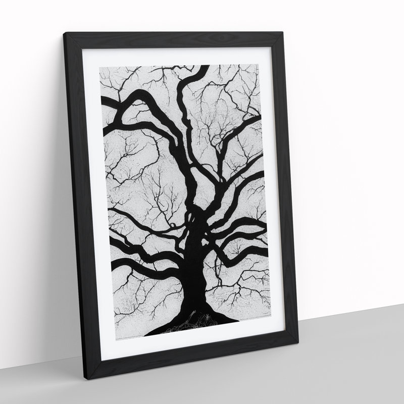 Monochrome Tree Art No.3 - Framed Print, Black, 64cm H x 46cm W