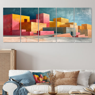 Art marocain sur toile rose et jaune Architecture du Maroc
