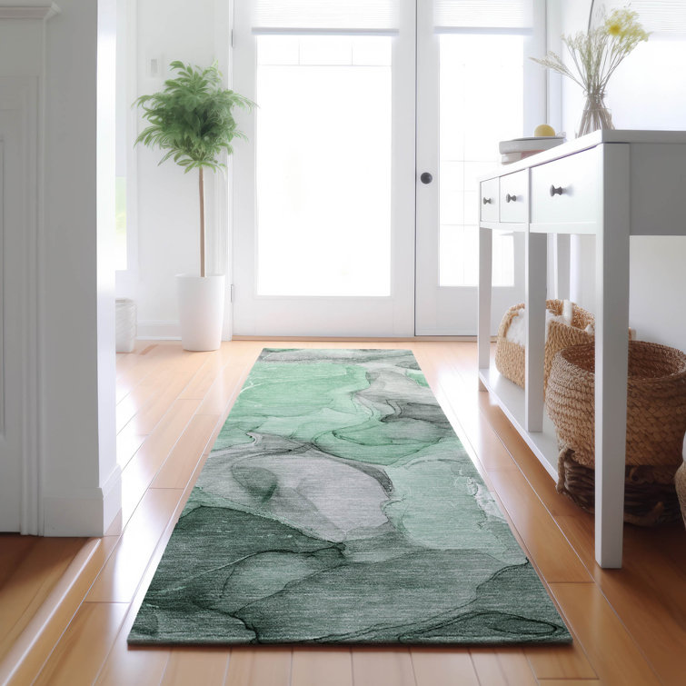 Premium Machine Washable Cerrito AMF504 Green Rug