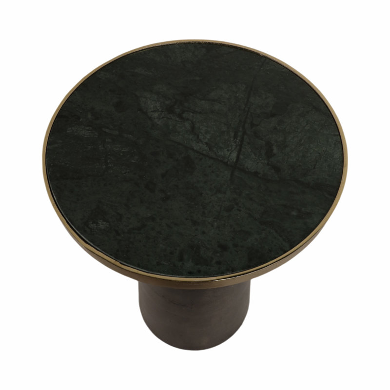 Sagebrook Home 20" Metal Accent Table White Marble Top, Multi, Green