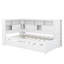 Lit de jour simple en bois avec tablettes de rangement, USB et lit gigogne-1380818075