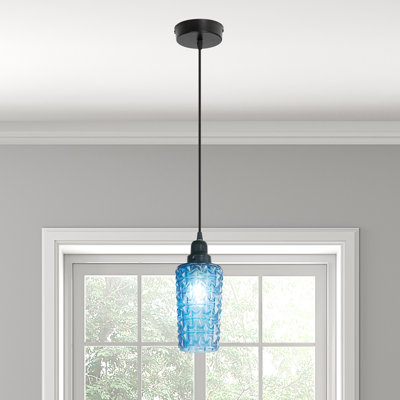 4.75"W 1-Light Blountsville Textured Glass Pendant
