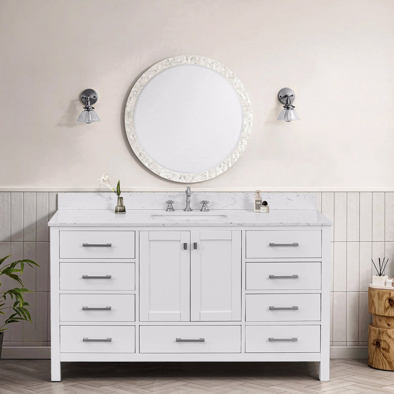 Meuble-lavabo autoportant avec comptoir simple en bois massif