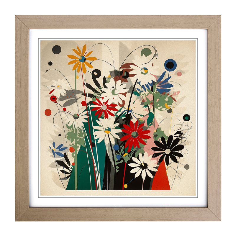 Wildflowers Bauhaus No.2 - Framed Print, Oak