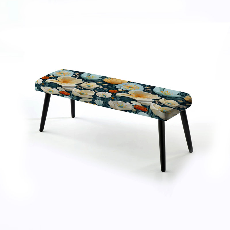 Beige Natures Floral Garden Oasis - Banc rembourré floral noir