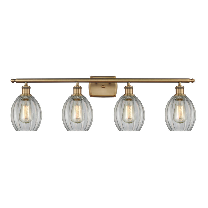 Éclairage pour meuble-lavabo 4 lumières Fleury, Transparent, Laiton brossé, Incandescent
