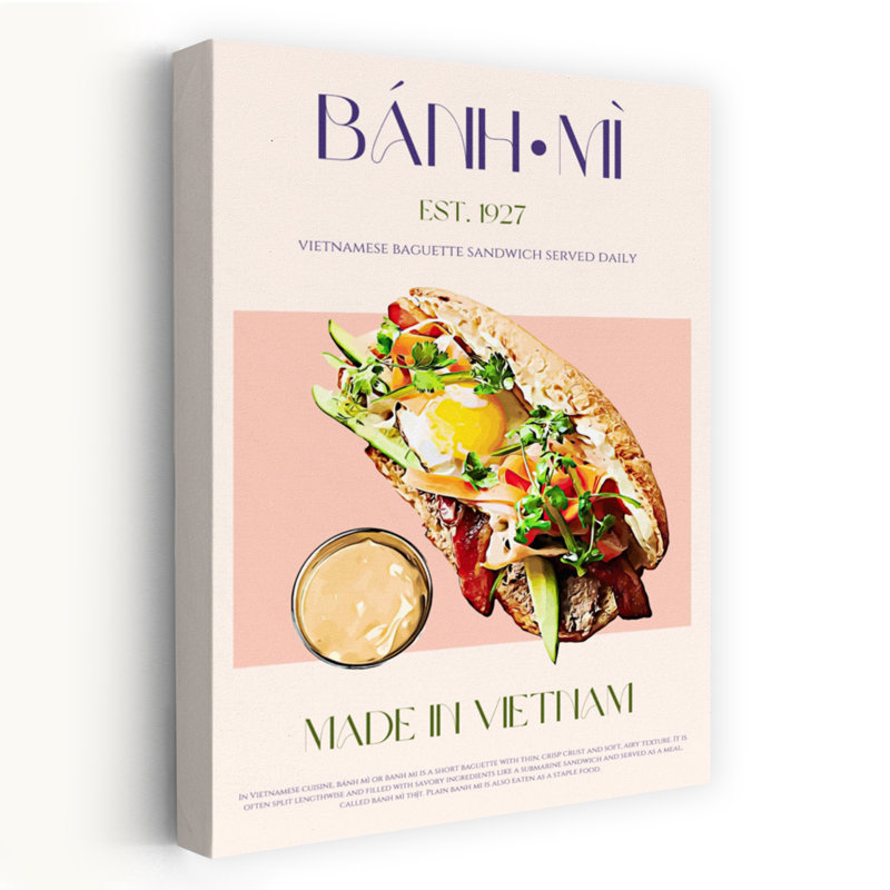 Délicieuse vietnamienne Banh Mi, art mural traditionnel, H 60 po x l 40 po