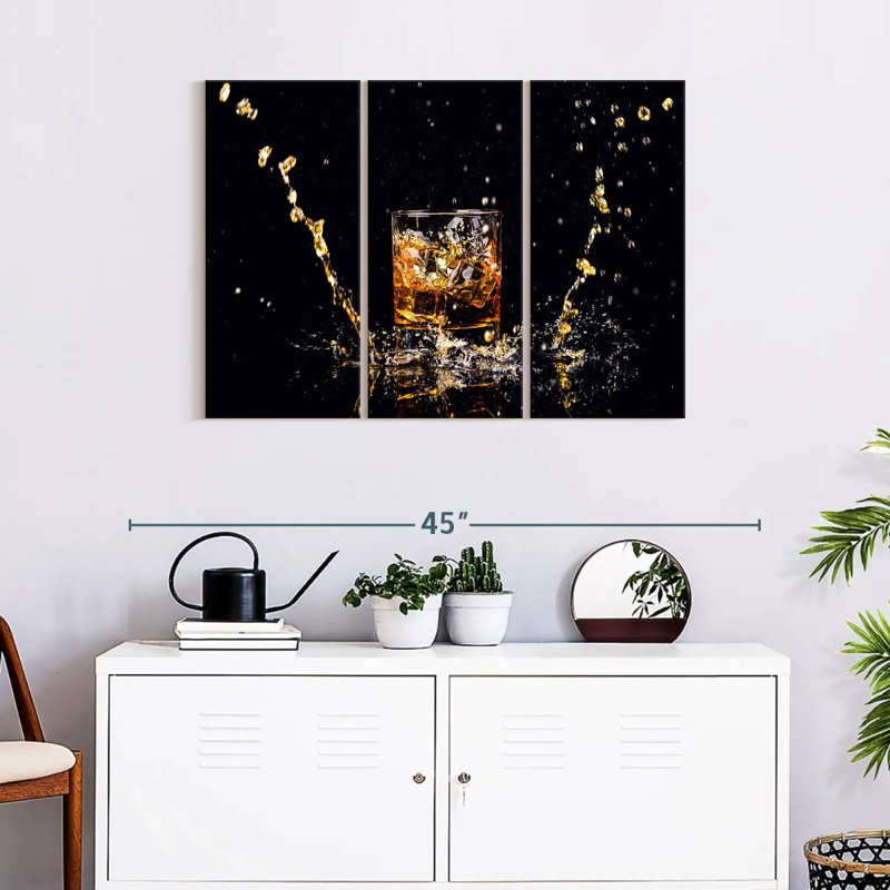 " Whiskey Splash " 3 - Pieces, 24" H x 38" W x 1.25" D