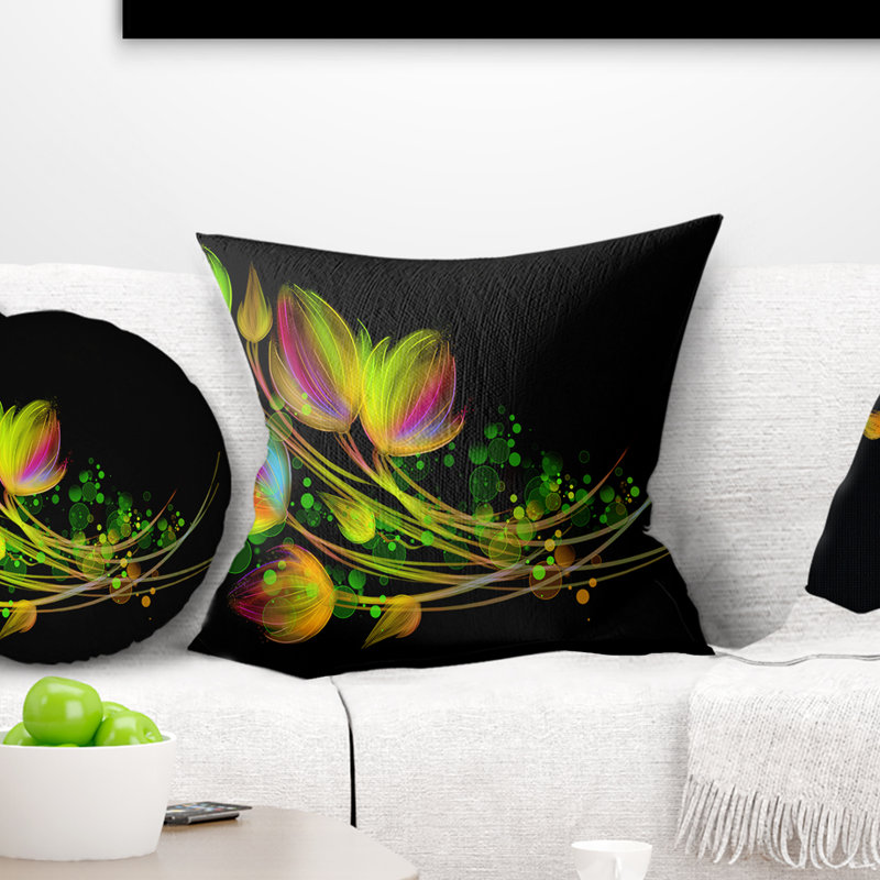Bouquet lumineux - coussin à imprimé floral, 18 po x 18 po, Coussin décoratif